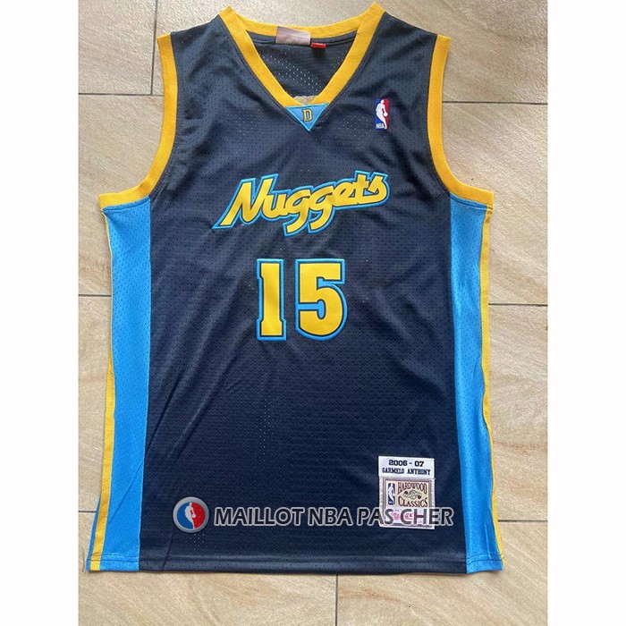 Maillot Denver Nuggets Carmelo Anthony NO 15 Mitchell & Ness 2006-07 Bleu